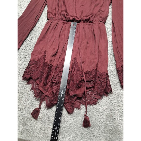 Kendall And Kylie Romper Womens Sz Small Long Sleeve Shorts Lace Hem Flowy - Picture 13 of 15
